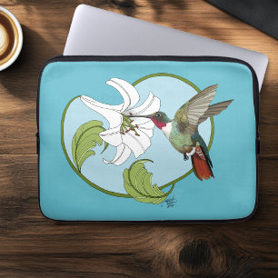 Kolibri Lily Blau Art Nouveau Laptopschutzhülle