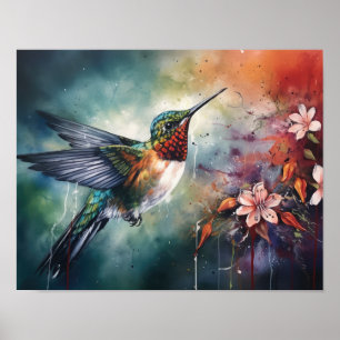 Kolibri-Malerei Kunst Druck Poster