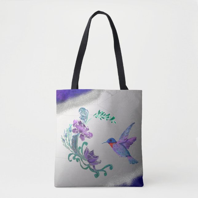 Kolibri mit Blumen auf Geode-Hintergrund (Vorderseite)