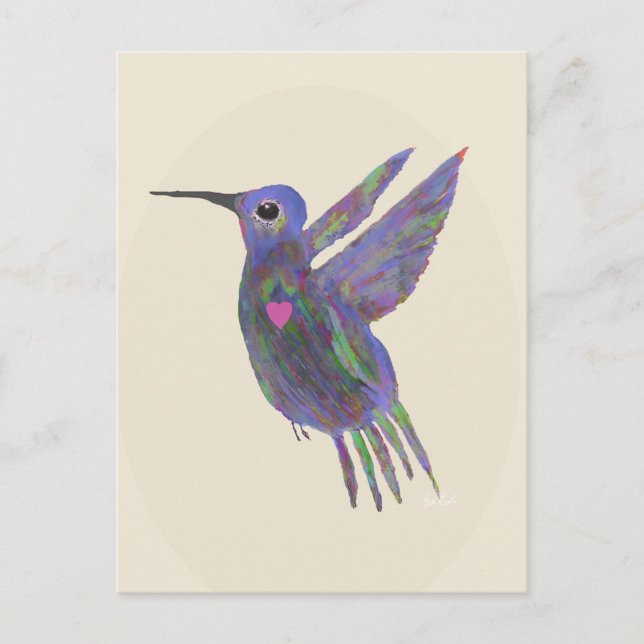 Kolibri mit Herz Feiertagspostkarte (Vorderseite)
