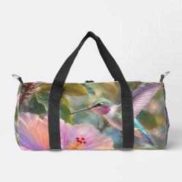 Kolibri mit Hibiskus Aquarell Klein Duffle Bag