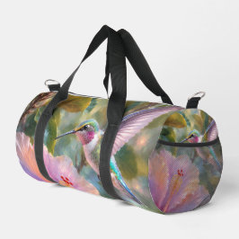 Kolibri mit Hibiskus Aquarell Klein Duffle Bag