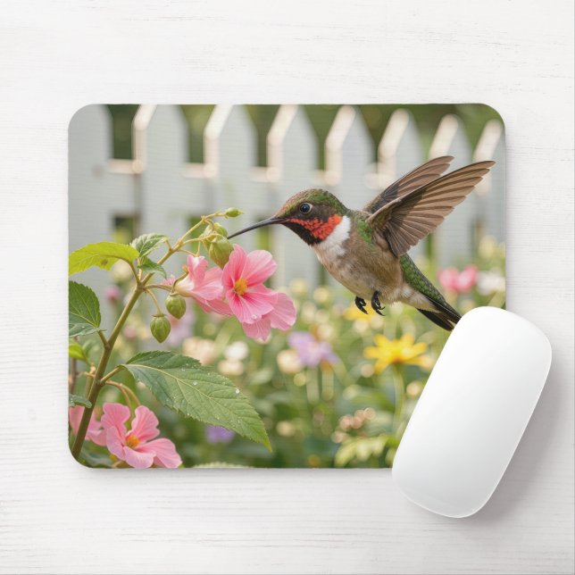 Kolibri mit Rührmichnichtan-Blüten Mousepad (Mit Mouse)