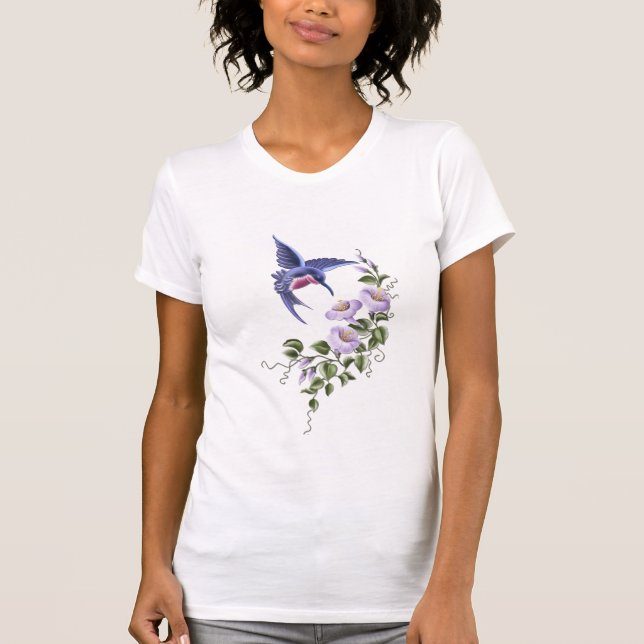 Kolibri mit T-Shirt der Blumen-2 (Vorderseite)