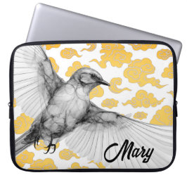 Kolibri mit Wolken DIY Name Laptop Hülle Laptopschutzhülle