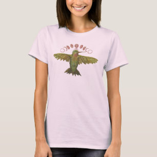 Kolibri-Mond-Lotus-Kunst T-Shirt