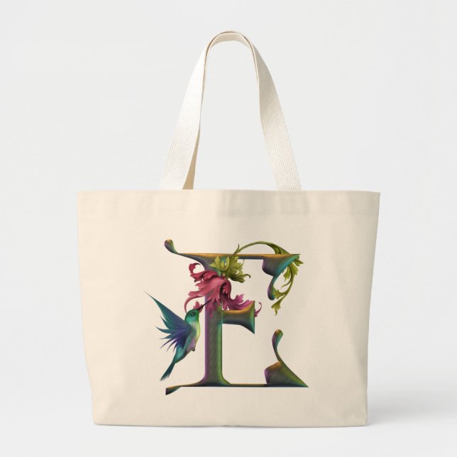 Kolibri-Monogramm E Jumbo Stoffbeutel (Vorne)