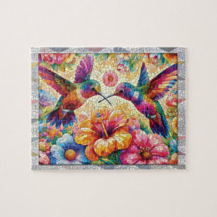 Kolibri-Mosaik, Blumen, Fliesen, Vögel, Geschenk, Puzzle