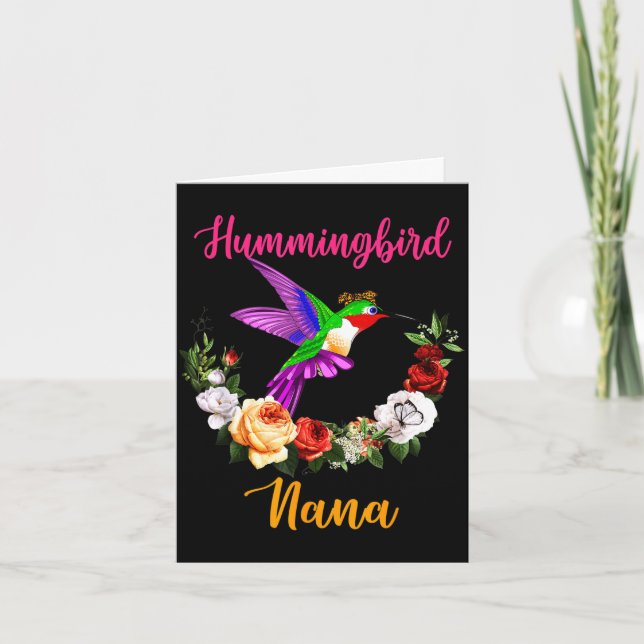 Kolibri-Nana-Blumen-Vogel-Fliege-Liebhaber-Mutter' Karte (Vorderseite)