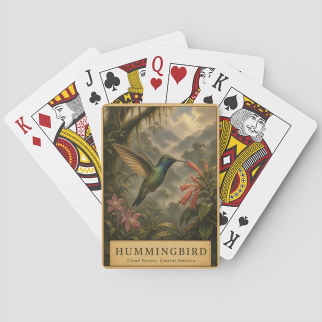 Kolibri-Nebelwald VINTAGE Spielkarten (Rückseite)