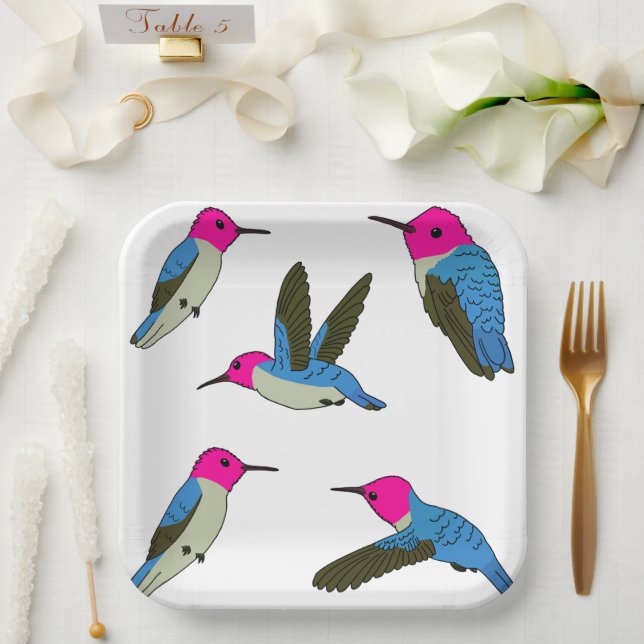 Kolibri Pappteller (Hochzeit)