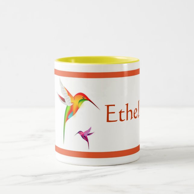Kolibri-personalisierte Kaffee-Tasse Zweifarbige Tasse (Mittel)