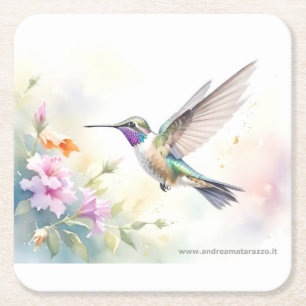 Kolibri Rechteckiger Pappuntersetzer