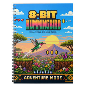 Kolibri, Retro-8-Bit-Pixel-Art Notizblock