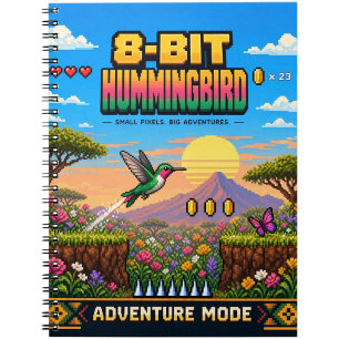 Kolibri, Retro-8-Bit-Pixel-Art Notizblock
