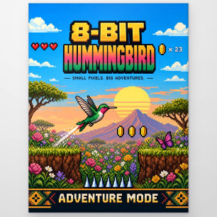 Kolibri, Retro-8-Bit-Pixelkunst Postkarte