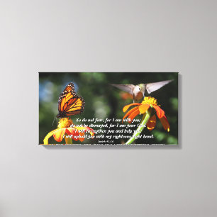 Kolibri-Schmetterlings-Blumen eingewickelter Leinwanddruck