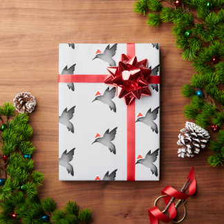 Kolibri schwarzer Schatten Santa Weihnachtsfeierta Geschenkpapier