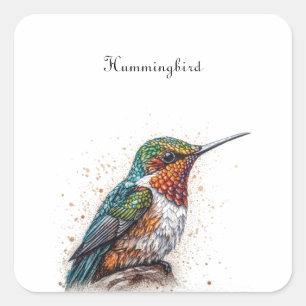 Kolibri-Serenade mit Juwelen, individuell Quadratischer Aufkleber