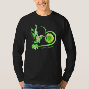 Kolibri Sonnenblume Herz Grüner Schleife Skoliose T-Shirt
