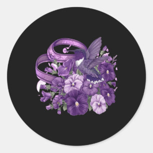 Kolibri Stiefmütterchen Blumen Lila Band Heimerhei Runder Aufkleber