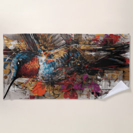 Kolibri-Straßenkunst-Illustration Strandtuch