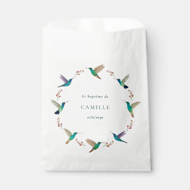 Kolibri-Taufe Geschenktütchen (Vorderseite)