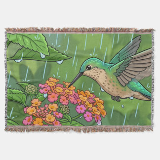 Kolibri trinkt Nektar aus Lantana-Blüten i Decke