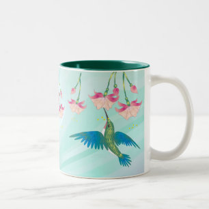 KOLIBRI u. FUCHSIE durch SHARON SHARPE Zweifarbige Tasse
