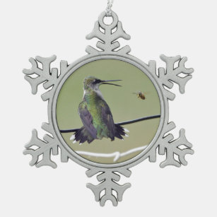 Kolibri-u. Honig-Biene Schneeflocken Zinn-Ornament