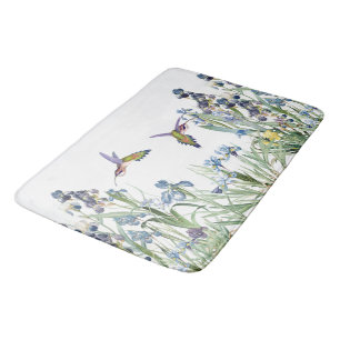 Kolibri-u. Iris-BlumenBlumen-Garten-Bad-Matte Badematte