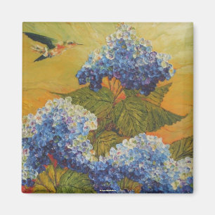 Kolibri und blauer Hydrangea-Magnet Magnet