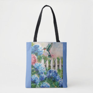 Kolibri und Blume Tragetaschen
