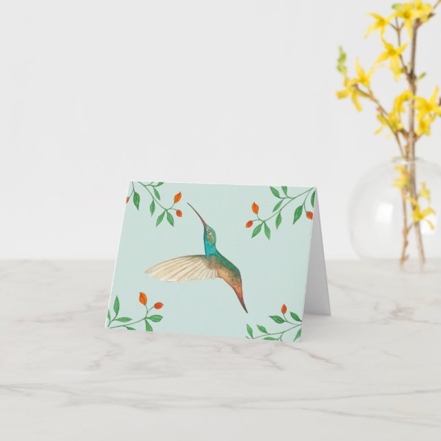 Kolibri und Blumen Karte (Gelbe Blume)