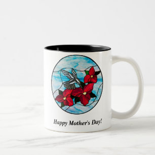 Kolibri und Blumen-Tasse Zweifarbige Tasse