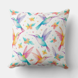 Kolibri- und Blumenpastell-Wasserfarbenmuster Kissen