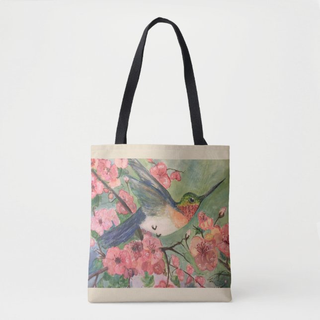 Kolibri und Blüten-Tasche (Vorderseite)