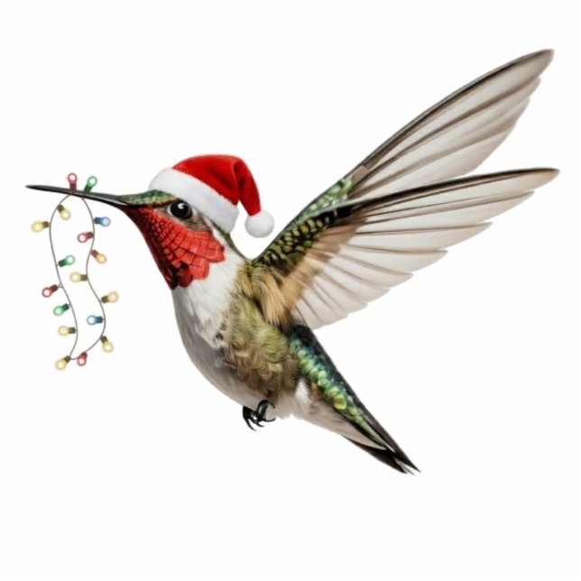 Kolibri- und Feenlicht-Vogelschmuck für Weihnachte Fotoskulptur Ornament (Vorne)
