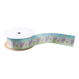 Kolibri-und Glyzinie-Malerei Satinband