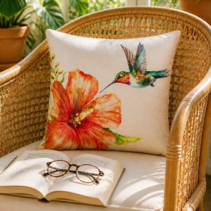 Kolibri und Hibiskusblüte Kissen