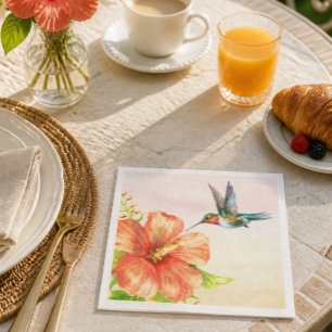 Kolibri und Hibiskusblüte Serviette