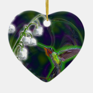 Kolibri und Lilie der Tal-Blumen Keramikornament