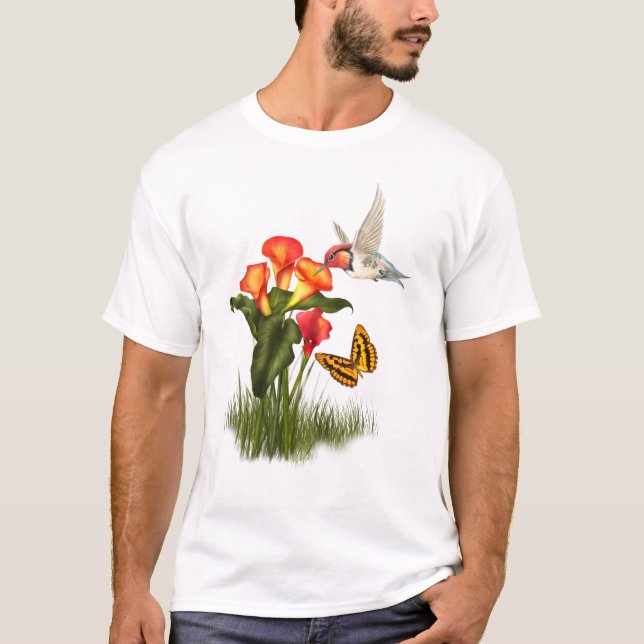 Kolibri und Lilien T-Shirt (Vorderseite)