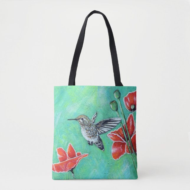 Kolibri und Mohnblumen Gemälde (Vorderseite)