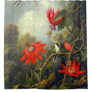 Kolibri und Passionsblumen Malerei Duschvorhang
