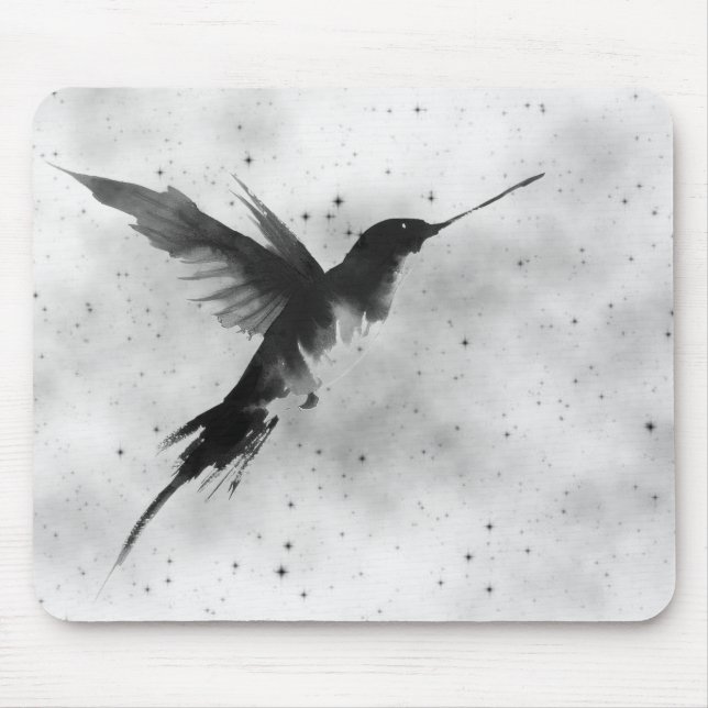 KOLIBRI UND SCHWARZE STERNE MAUSPAD (Vorne)