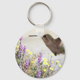 Kolibri und Wildblumen Digitale Kunst Schlüsselanhänger