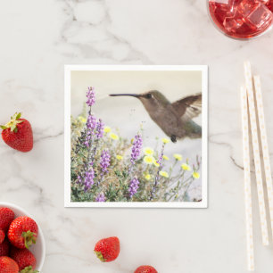 Kolibri und Wildblumen Digitale Kunst Serviette