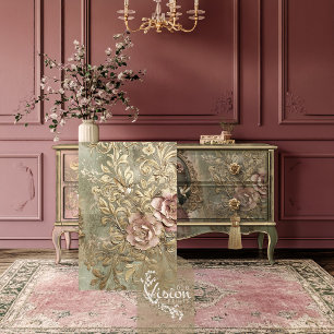 Kolibri-Vergoldeter-Patina-Prägung-Blumen-Effekt Seidenpapier