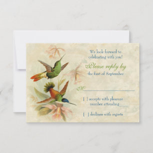 Kolibri Vintage Blumen Hochzeit RSVP Antwort